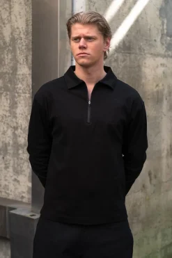 Montage Apparel Script Half Zip Polo